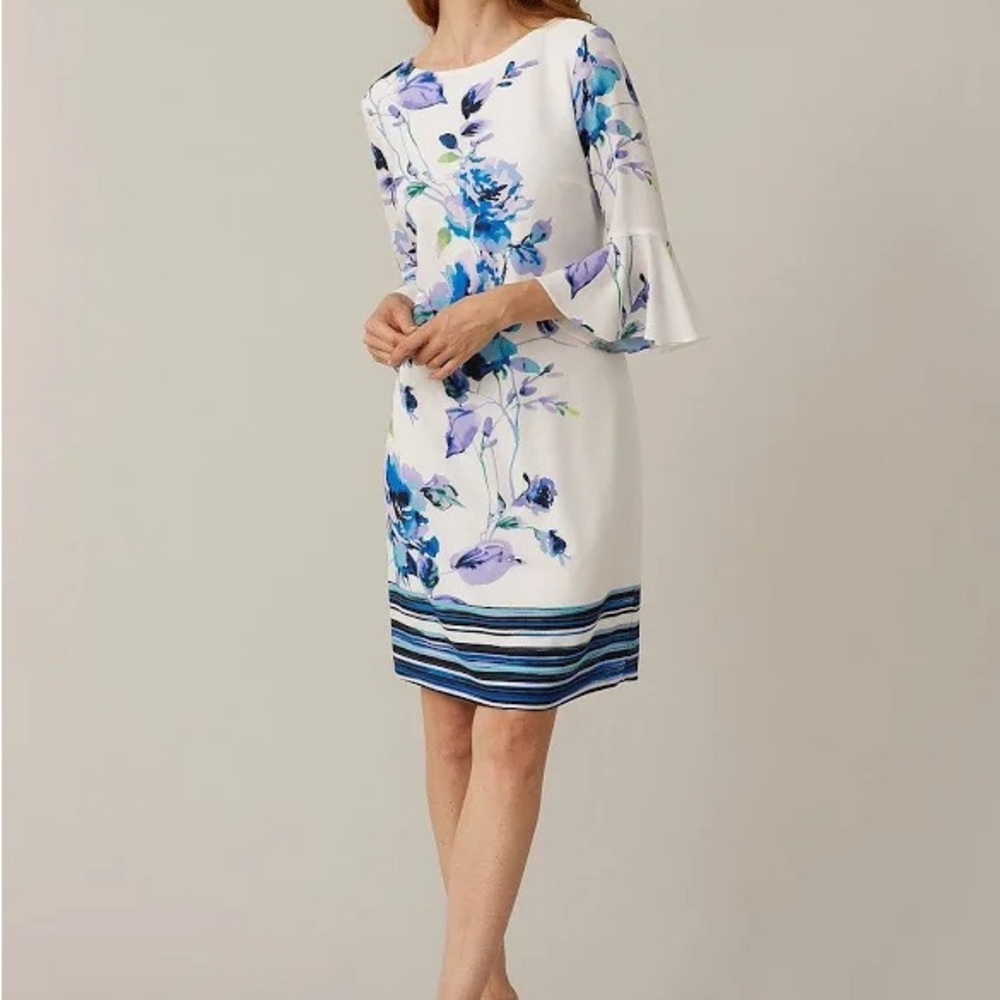 Joseph Ribkoff White and Blue Floral Dress
